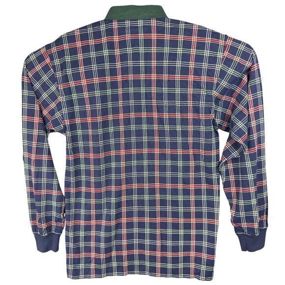 Vintage Tommy Hilfiger Polo Shirt Men XL Plaid Green Collar XL Navy Red Green - Picture 2 of 10